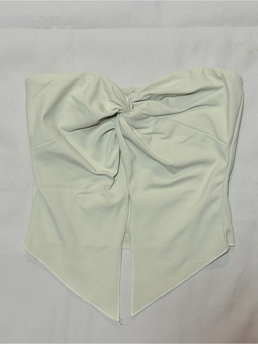 White Fox She's A Day Dreamer Twist Front Crop Top in Stone Small
